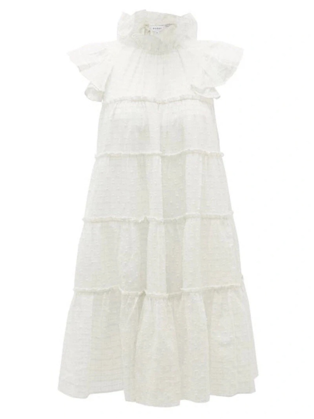 RHODE Women’s White Tiffany Ruffled Shimmer Cotton-Blend Mini Dress Size XS